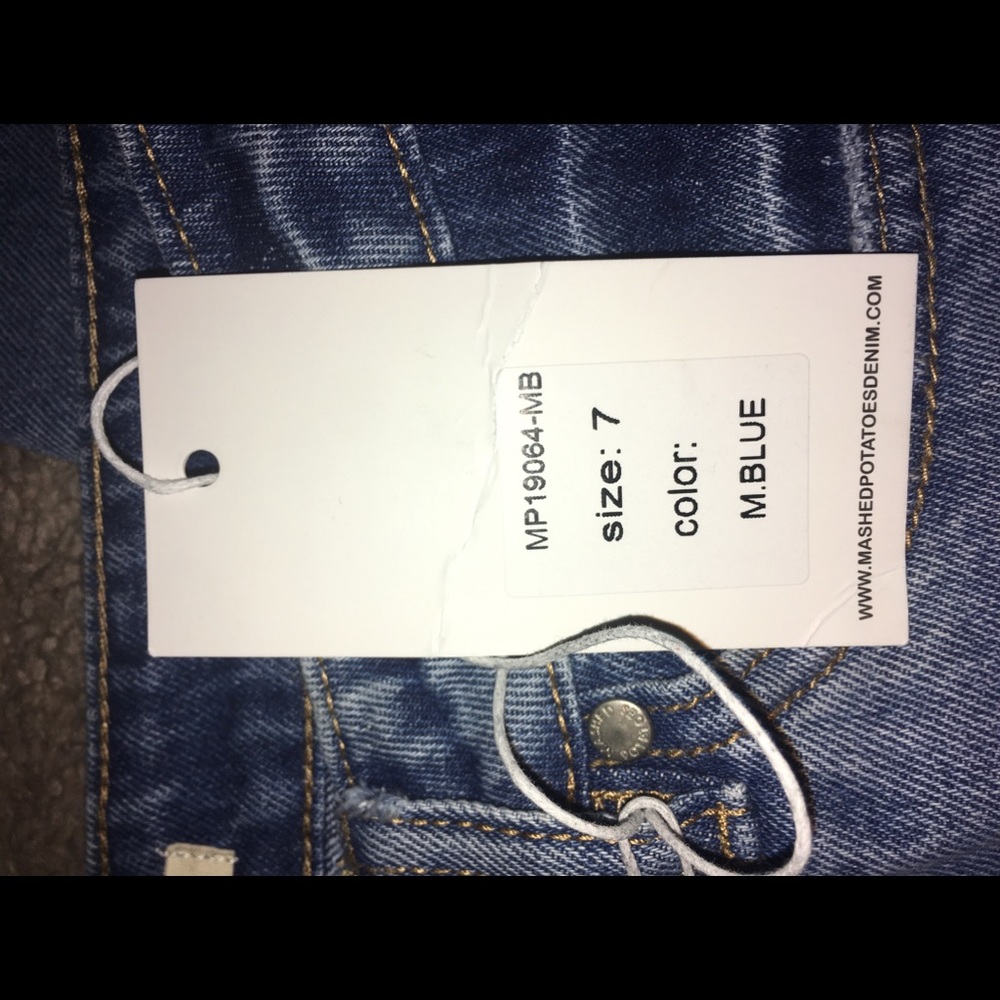 High Rise, Ripped Mash Potatoes Denim Jeans - Picture 3 of 4